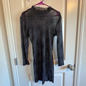 SHEIN Sheer Long-Sleeve Bodycon Dress with Spiderwebs